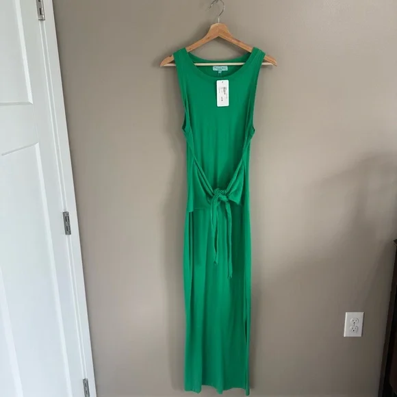 NWT Evereve Michael Stars Solange Tie-Front Maxi Dress Green Women's M